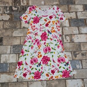 The Pioneer Woman Scoop Neck Short Sleeve Dress Small White Multicolor Flowers